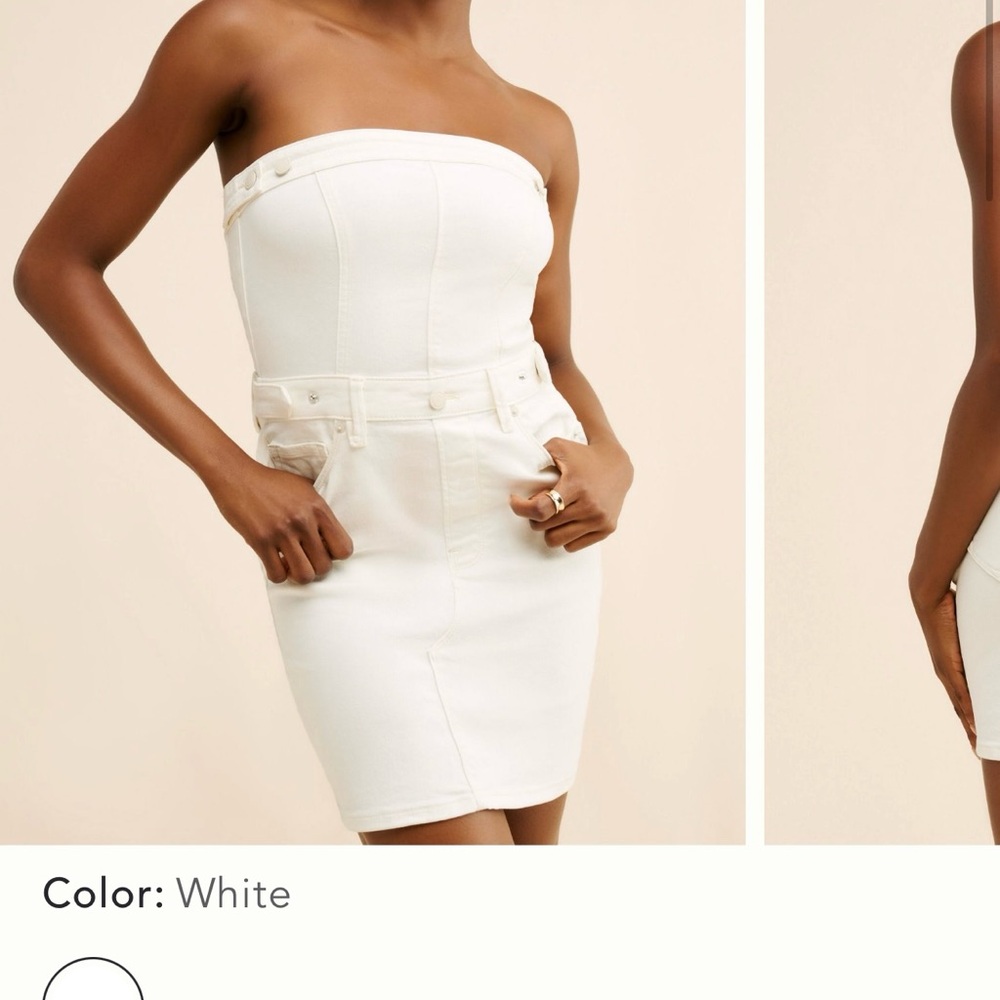 Good American Pure White Denim Fit for Success Tube Dress